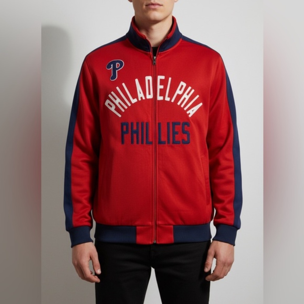 Genuine Merchandise Red and Blue Philadelphia Phillies Bomber Jacket